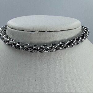 Silver Tone Wheat Chain Bracelet with Lobster Claw Clasp Unisex Classic Style
